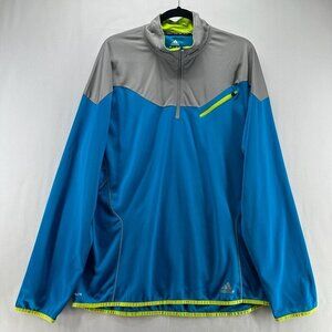 Adidas Sweatshirt Mens Sz L Climalite Colorblock 1/4 Zip Pullover Athletic Blue
